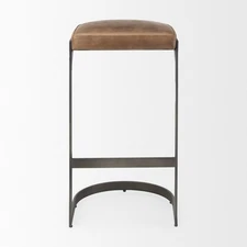 Tyson 17L x 18W x 31H Medium Brown  Leather  W/Gun Metal Gray Base Stool