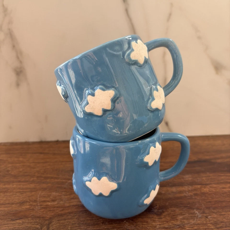 Taza de cerámica Blue Cloud 12 oz | Taza de té de cerámica hecha a mano | Regalo estético para ella Foto 2 de 4