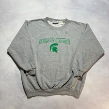 Vintage 90's Michigan State University Crewneck Sweatshirt Medium Gray USA Made