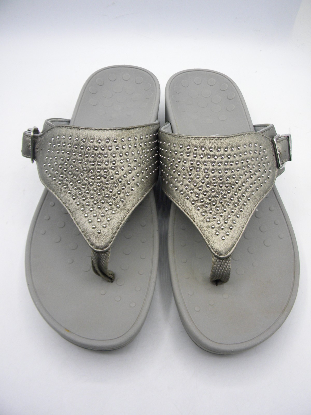 VIONIC Capitola Pewter Leather Platform Wedge Stu… - image 6