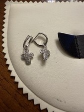 14k White Gold/Diamond Cross Earrings