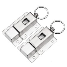 2Pcs Door Barrel Bolt Stainless Steel 304 Ring-Pull Spring Loaded Sliding Lock