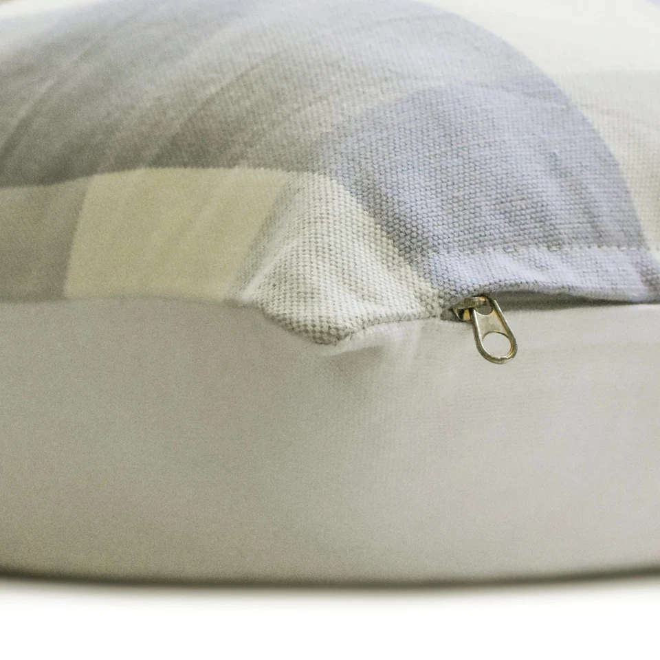 Lavender Decorative Throw Pillow Cover, 16"x16" Cotton Cushion - Lilac Plaid - Image 3 of 4