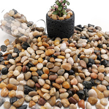 3lb River Rocks for Plants Indoor, Mixed Pebbles for Vase Fillers 3/8 Inch Dec