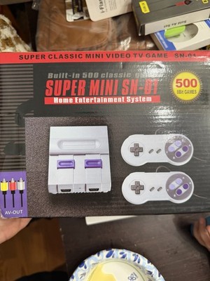 Super Mini SN-01 SNES Console, Built-In 500 Games, 2 Controllers, AV-Out