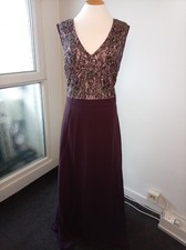 Studio8 London Purple Beaded Lace Maxi Dress UK 24 Formal Evening Occasion