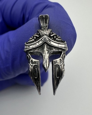 #ad #ad 925 Sterling Silver Spartan Helmet Antique Finish Pendant 4.3g 3D printed W173 $58.99