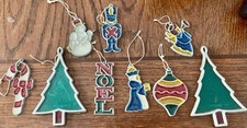 Lot of 9 Vintage Stained Glass style Plastic Christmas Sun Catcher Ornaments