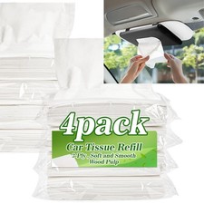 Car Tissues Refill 3-Ply 50 Sheets Visor Napkins Holder Soft Travel 4 PCS