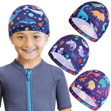 4 Pcs Kids Swim Caps Toddler Bathing Hat Fabric Pool Long Short Hair Cute