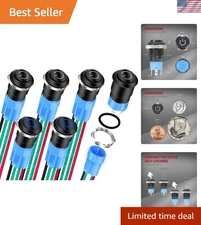 12mm Latching Push Button Switch 12V with Blue LED - 6 Pack,  Waterproof