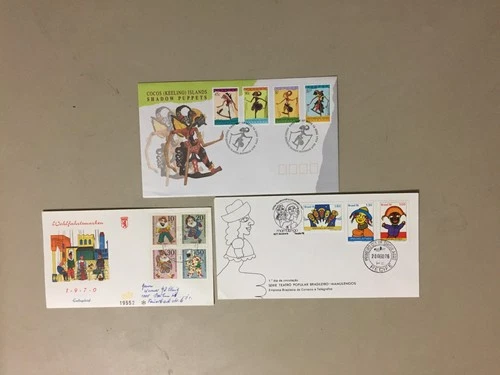 Three PUPPETS fdc:Cocos Is,Brazil,Germany