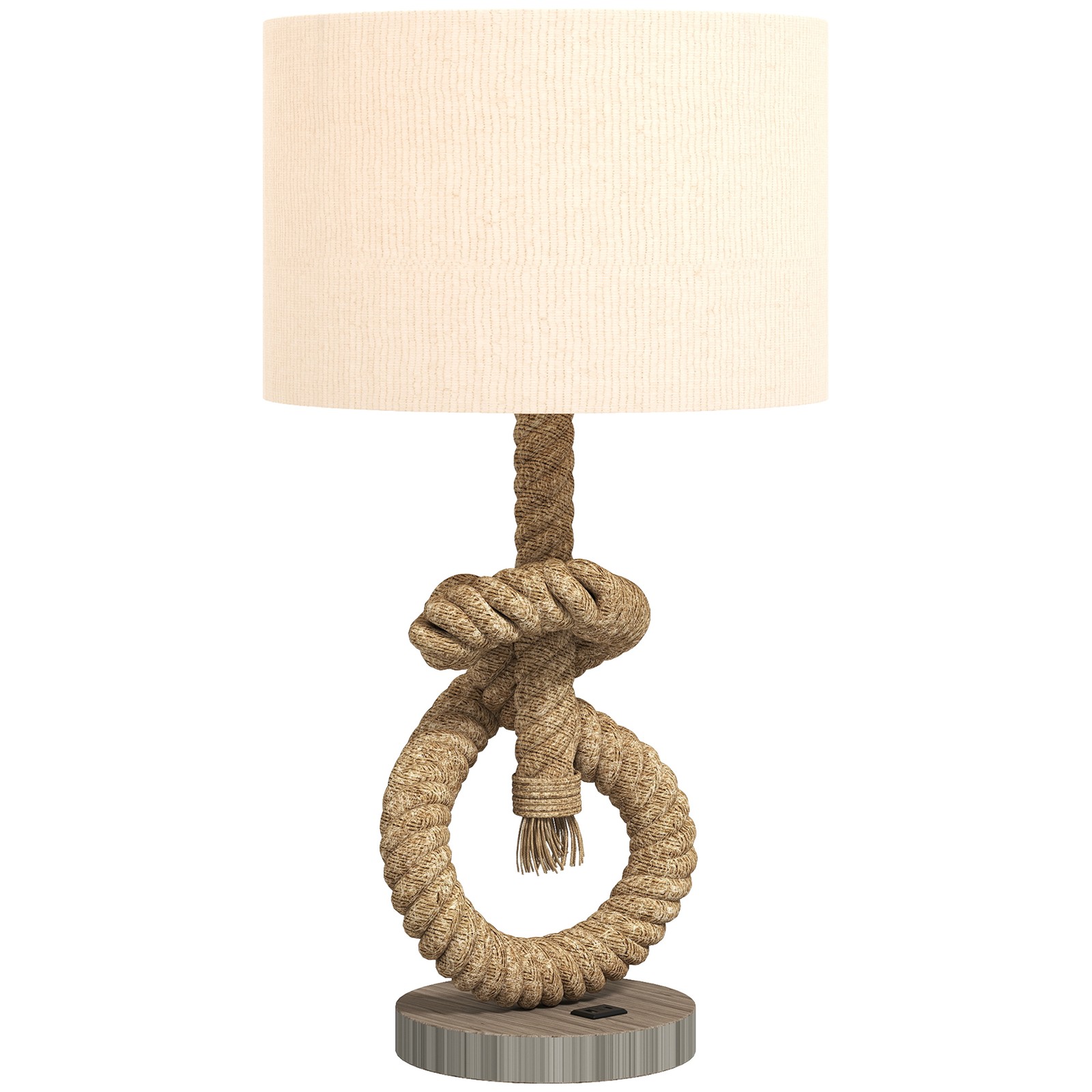 HOMCOM LED Nautical Table Lamp with USB Charging Port for Bedroom Living Room