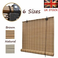 Natural Bamboo Roller Blind for Window Door Light Filtering Modern Brown/Natural