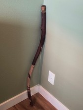 Handcrafted 35" Wooden Walking Stick/Cane with Skull Handle  Carved Features
