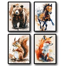 Animal Metal Sign Watercolour Wall Art Plaque Nursery Decor Country Farmhouse