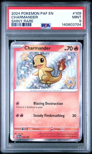 2024 POKEMON PAF EN-PALDEAN FATES SHINY RARE #109 CHARMANDER PSA 9