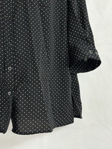 NWTs Notation Size XL Black White Polka Dot Button Blouse Collar 3/4 Tab Sleeve - Picture 11 of 23