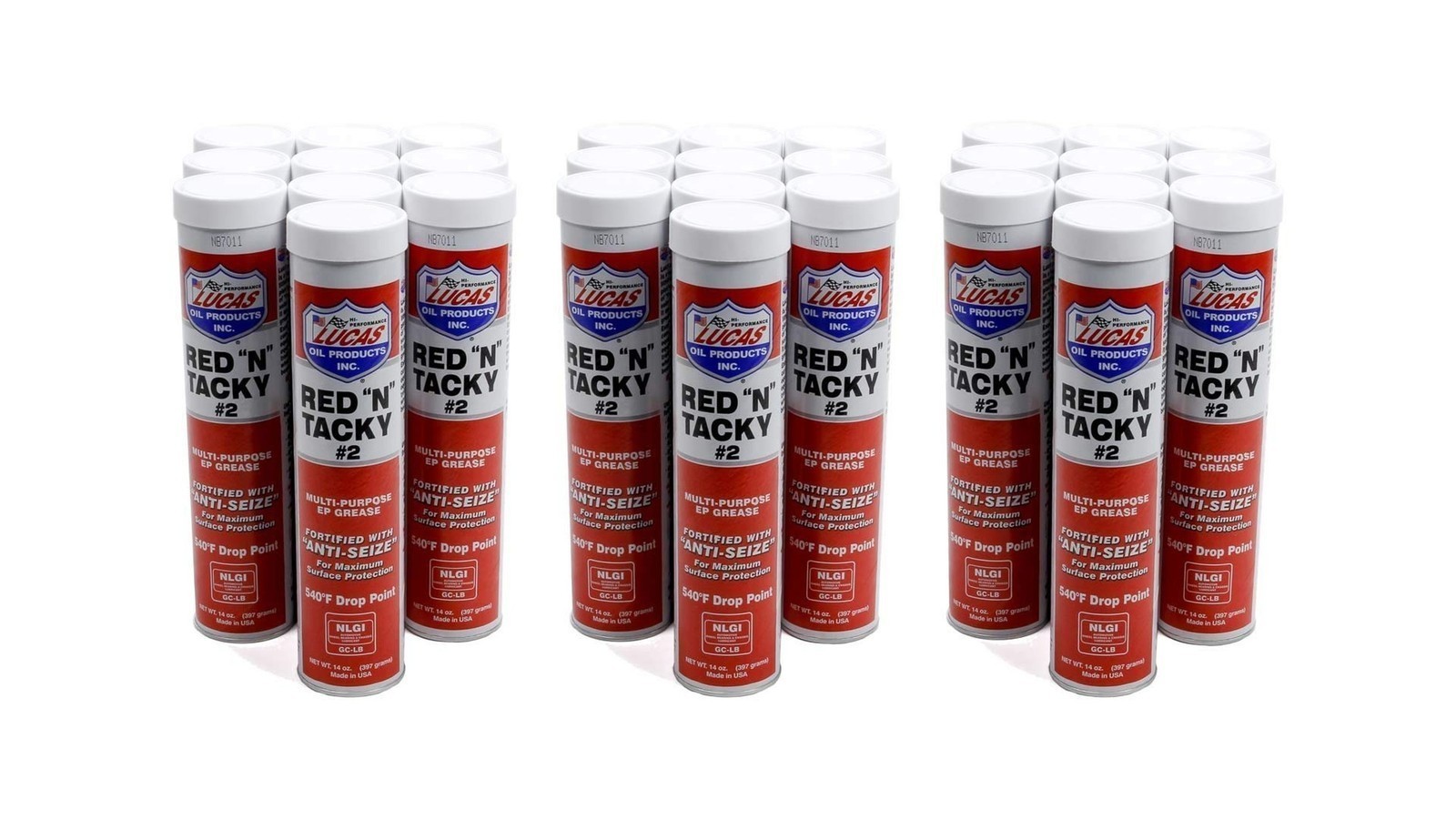 Red-N-Tacky Grease, Lucas 14 oz Tubes, Case of 30, For High Load Bearings