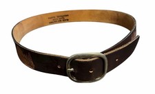 Vintage 70s Tooled Brown Elk Leather Belt Alaska Hand Made Hippy Bears Nature