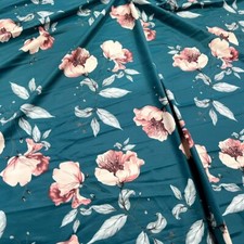 Spandex Vintage Pink Flowers Print Fabric 4-way Stretch by the Yard for Swimwear