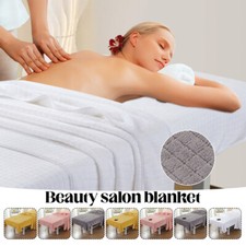 Fleece Blanket Check Velvet Beauty Salon Bed Sheets SPA Massage Cover Bedspread.