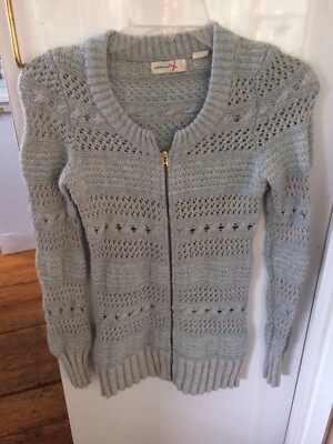 Sleeping on Snow Anthropologie Pixie Dust Zip Metallic Cardigan Sweater XS