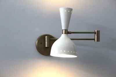 Italian Brass Wall Lamp Sconce Adjustable Modern Vintage Design Handmade by H D