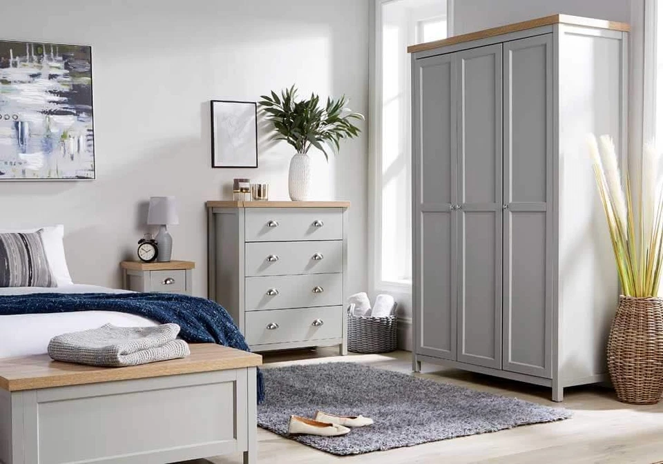 Wardrobe Bedroom Furniture Grey 36mm Oak Top Unit Chest of Drawers Bedside