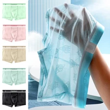 Men Ice Silk Seamless Underwear Boxer Briefs Underpants Panties Breathable L-3xl