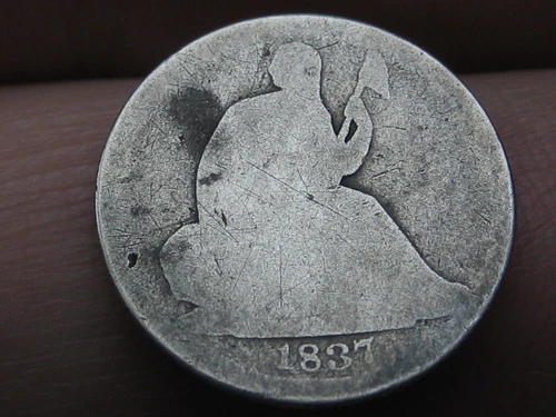 1837 Seated Liberty Half Dime- Large Date, About Good Details