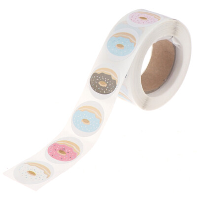500x Doughnut Stickers 8 Designs Delicious Cake Bread Baking Labels Stick-lk