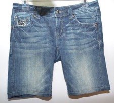 EUC Miss Me Denim Jean Shorts Glitter Sequin Gems Womans 27 USA Made