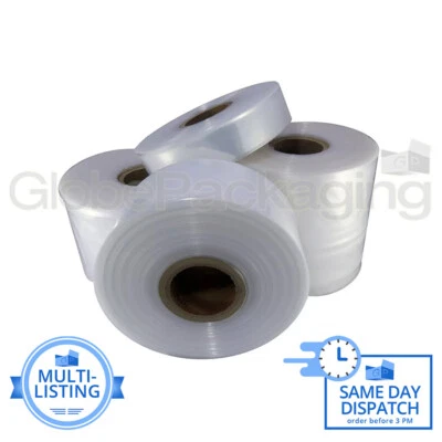 ROULEAUX DE TUBES LAYFLAT EN PLASTIQUE POLYÉTHÈNE QUALITÉ *TOUTES TAILLES/QTY* JAUGE 250 & 500 - Photo 1/4