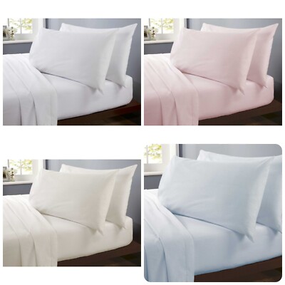 Laken Set inkl. Spannbettlaken, Flachbettlaken, Kissenbezüge weiß, rosa, blau, creme