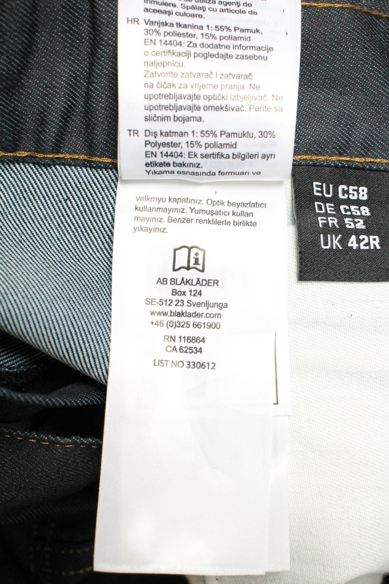 BLAKLADER Workwear Jeans Men's UK 42R Blue Zip Fly Pockets Patches