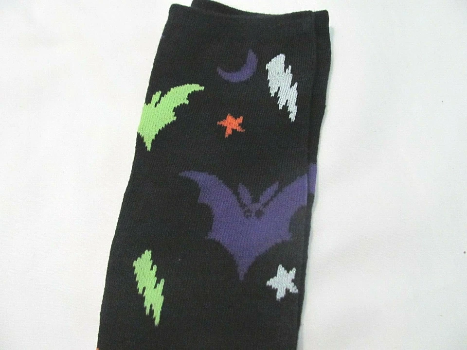 NUEVO CON ETIQUETAS TALLA 9-11 (TALLA CALCETÍN) CALCETINES HASTA LA RODILLA PARA MUJER ~~ MURCIÉLAGOS, LUNAS, ESTRELLAS Foto 3 de 3