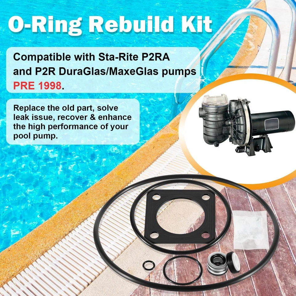 New O-Ring Pump Repair Kit For Sta-Rite P2RA & P2R DuraGlas / MaxeGlas Kit 6PCS - Image 2 of 4