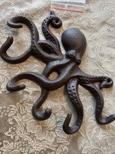Cast Iron Swimming Octopus Wall Hook Towel Ke...