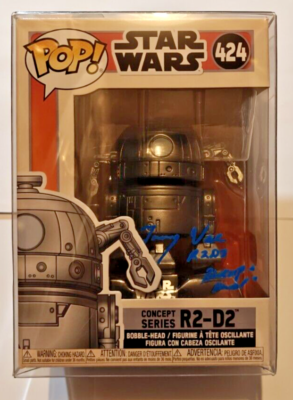 Funko Pop! STAR WARS R2-D2 #424 signed by JIMMY VEE + SWAU +