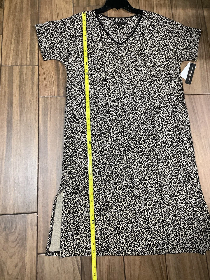 Vestido de Dormir Donna Karan Talla L Modal Tejido Manga Corta en Negro Tostado Estampado Animal Foto 4 de 4