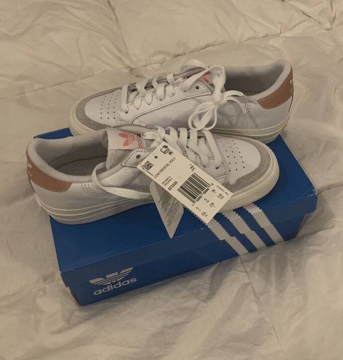 NIB Adidas Originals Continental Vulc Women White Pink Sz
