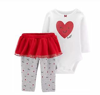 Carter's Baby Girls' 2-Piece Happy Heart Bodysuit & Tutu Pant Set SIZE 9M NWT