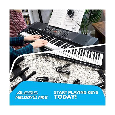 Alesis Melody 61 Key Keyboard Piano for Beginners with Speakers, Stand,  Bench 694318023624