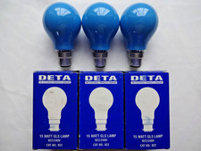 3x 15w Blue B22 BC Bayonet Old Fashioned Coloured Festoon Proper Bulbs Dimmable