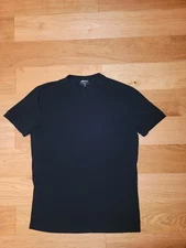 Giorgio Armani Mens Tee Shirt 52 Black S/S Viscose Stretch Jersey V-Neck 
