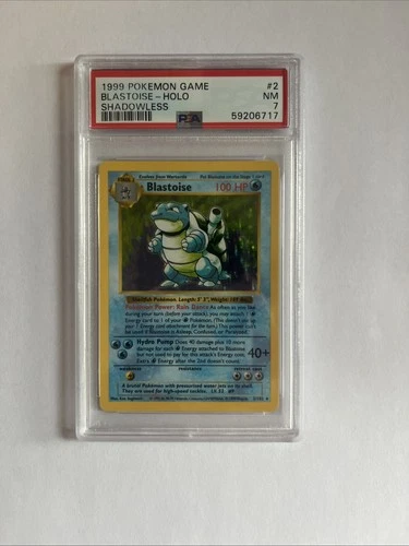 Shadowless BLASTOISE NM-Holo #2/102 PSA 7 1999 Pokemon Card Game Base Set