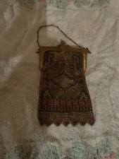 Vintage 1920s Whiting  Davis Art Deco Mesh Bag Coin Purse