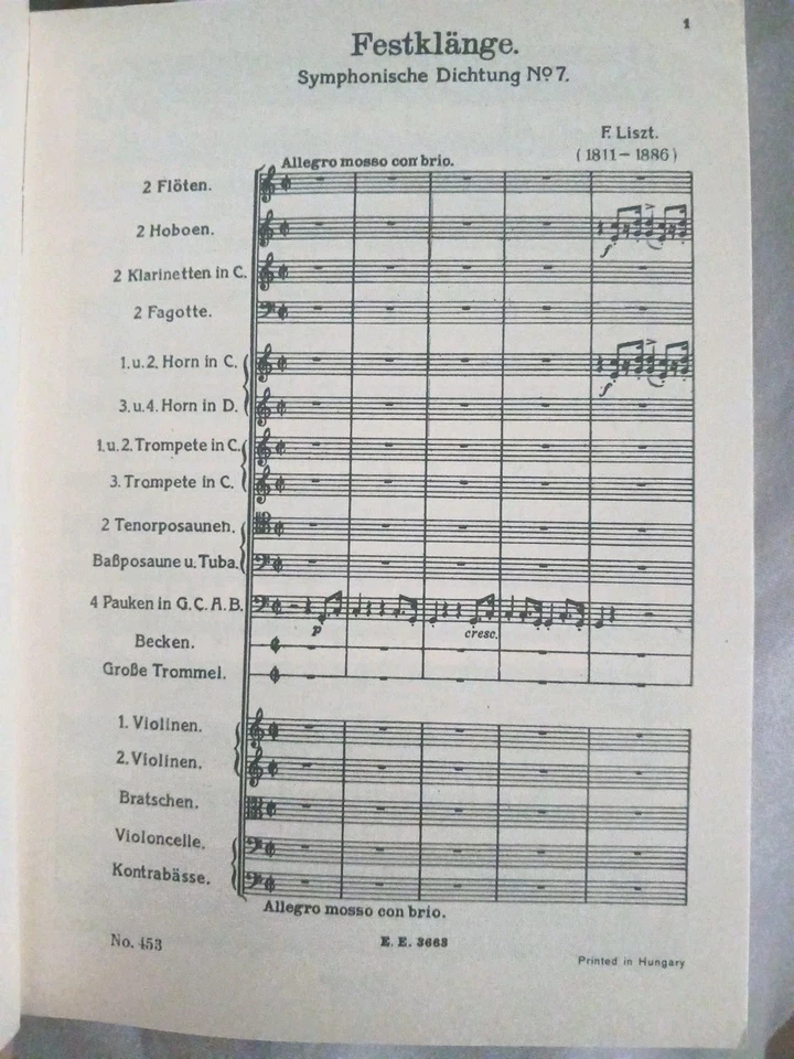 Liszt Eulenburg Edition Miniature Score Festival Sounds No. 453 Festklange - Image 3 of 3