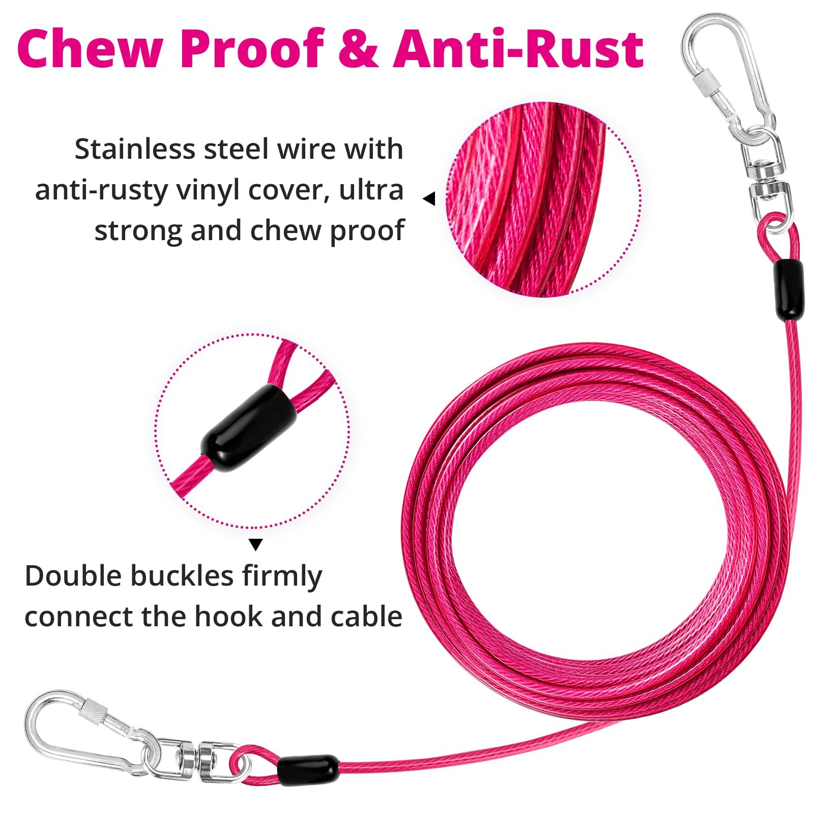 Dog Tie Out Cable: 10 ft Dog Lead for Yard - Heavy Duty Chain Leash